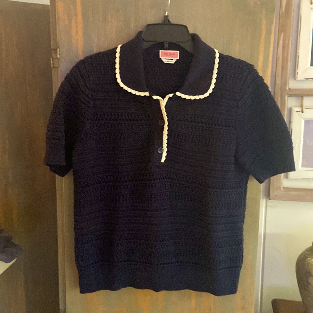 Kate Spade Navy and white shirt, M